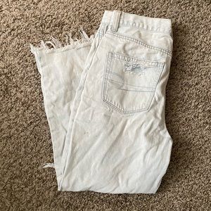 American Eagle distressed light wash mom jeans
